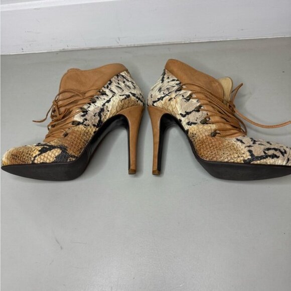 Limited Edition Mimosa Leopard & Beige Leather Booties – Size 7 – Made in Italy - Picture 9 of 16